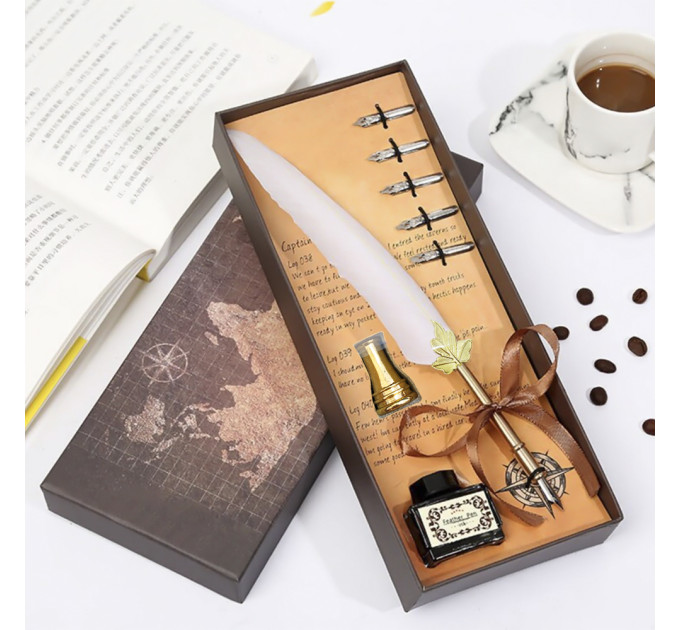 Винтажный подарочный набор для каллиграфии Ручка перьевая (белый)