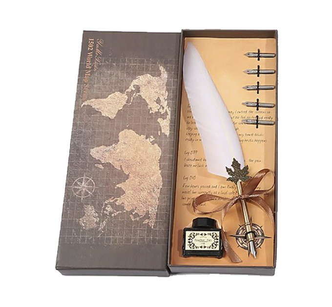 Винтажный подарочный набор для каллиграфии Ручка перьевая (белый)