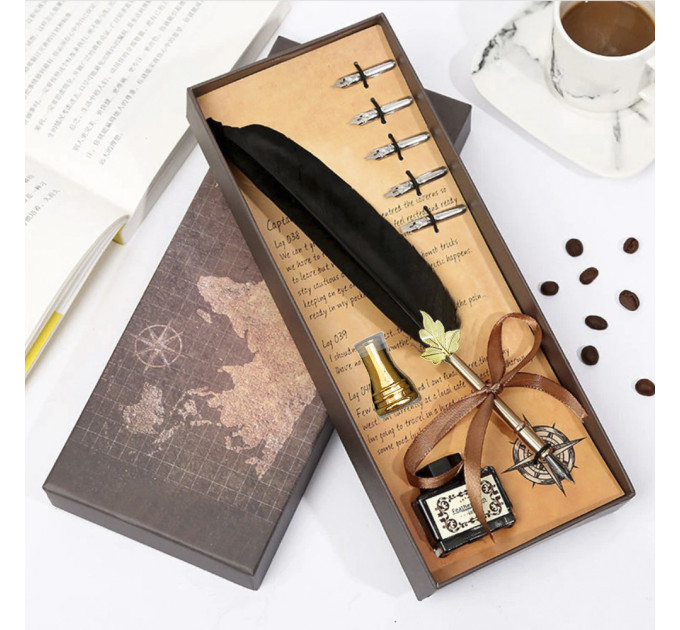 Вінтажний подарунковий набір для каліграфії Ручка перова (чорний)