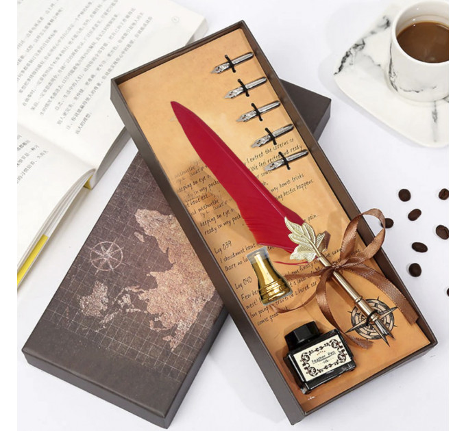 Вінтажний подарунковий набір для каліграфії Ручка перова (червоний)