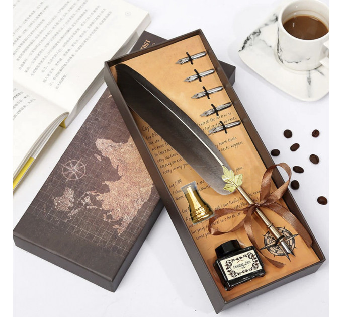 Вінтажний подарунковий набір для каліграфії Ручка перова (сірий)