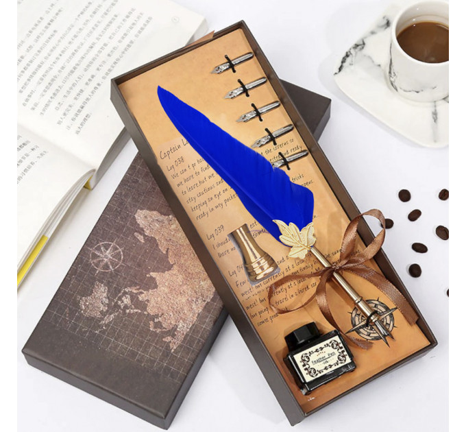 Вінтажний подарунковий набір для каліграфії Ручка перова (синій)